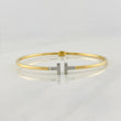 Pulso Aro Doble T 5.4g / 7 1/2 in / 1.9mm Dos Oros Amarillo Blanco 18K
