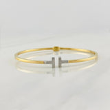 Pulso Aro Doble T 5.4g / 7 1/2 in / 1.9mm Dos Oros Amarillo Blanco 18K
