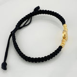 Pulsera Tejida Negra San Benito Oro Amarillo 18K