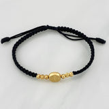 Pulsera Tejida Negra San Benito Oro Amarillo 18K