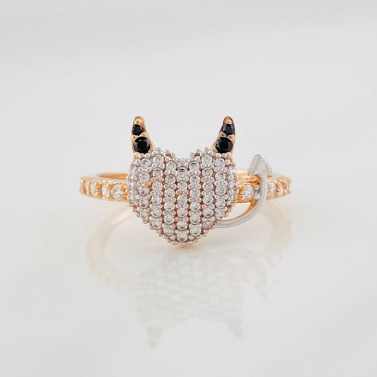 Anillo Corazon Devil 2.65g / T7 1/4 Dos Oros Rosa Oro Blanco 18K