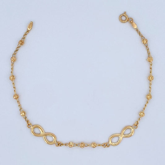 Pulso Infinito Espiga 2.55gr / 7 1/2 in / 3mm Oro Amarillo 18K &