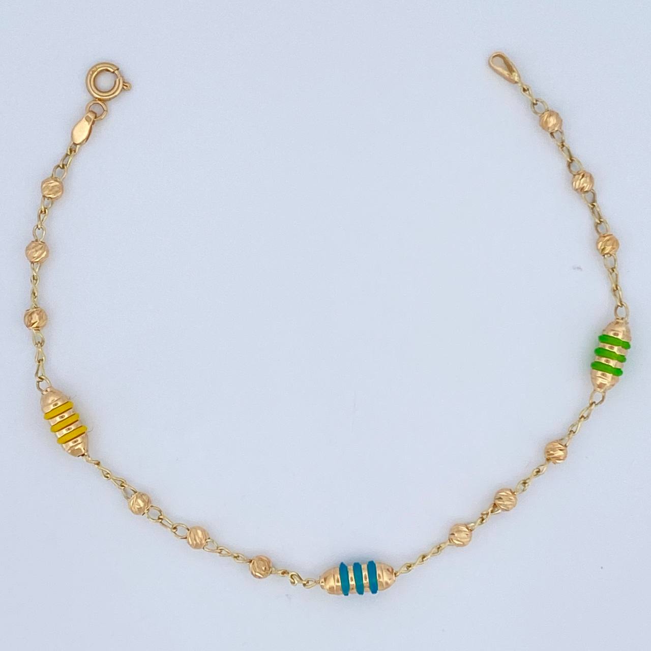 Pulso Barril Espiga 2.65gr / 7 1/2 in / 3mm Oro Amarillo 18K &