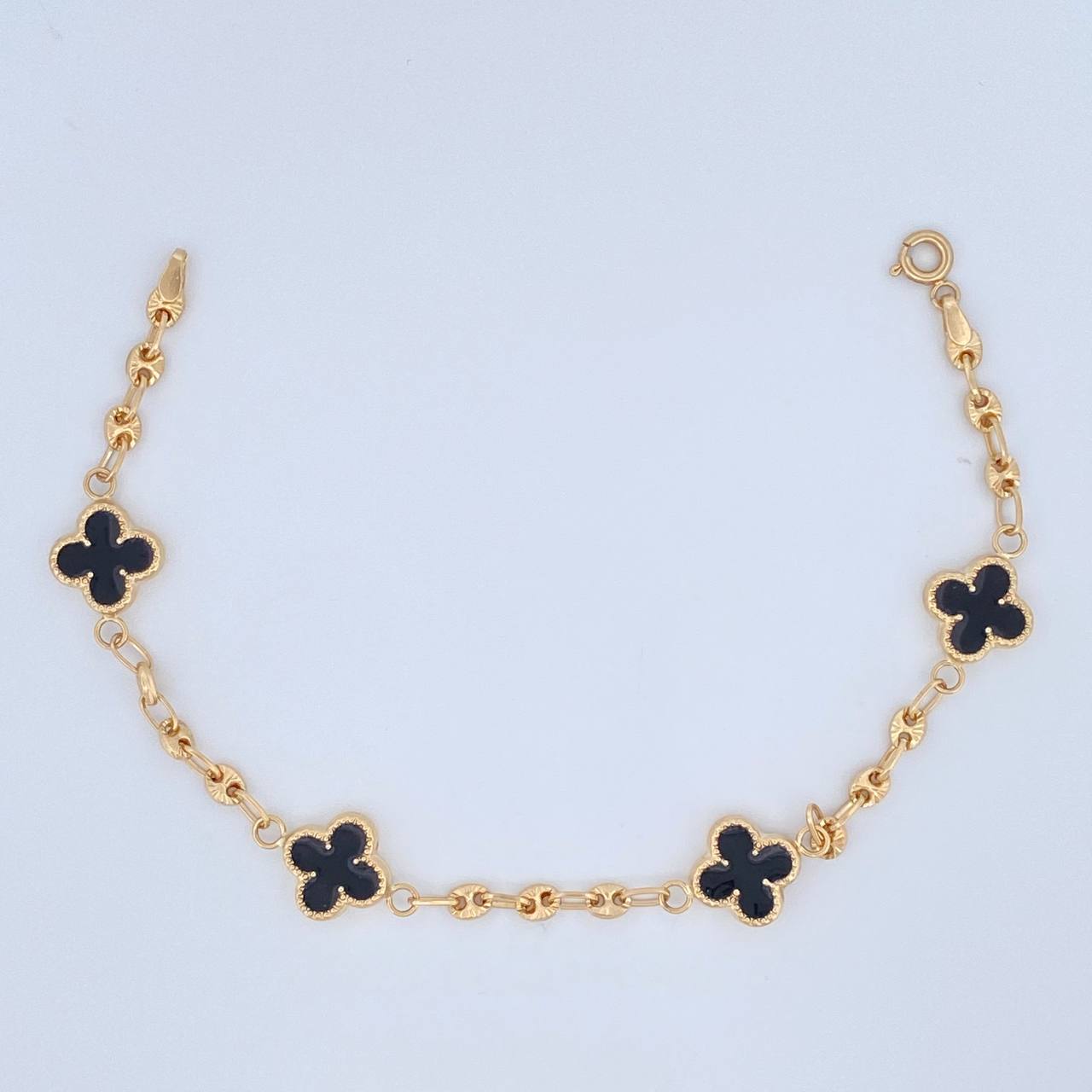 Pulso Trebol Gc 4.45gr / 7 1/4 in / 3mm Oro Amarillo 18K &