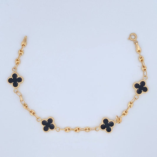 Pulso Trebol Gc 4.45gr / 7 1/4 in / 3mm Oro Amarillo 18K &