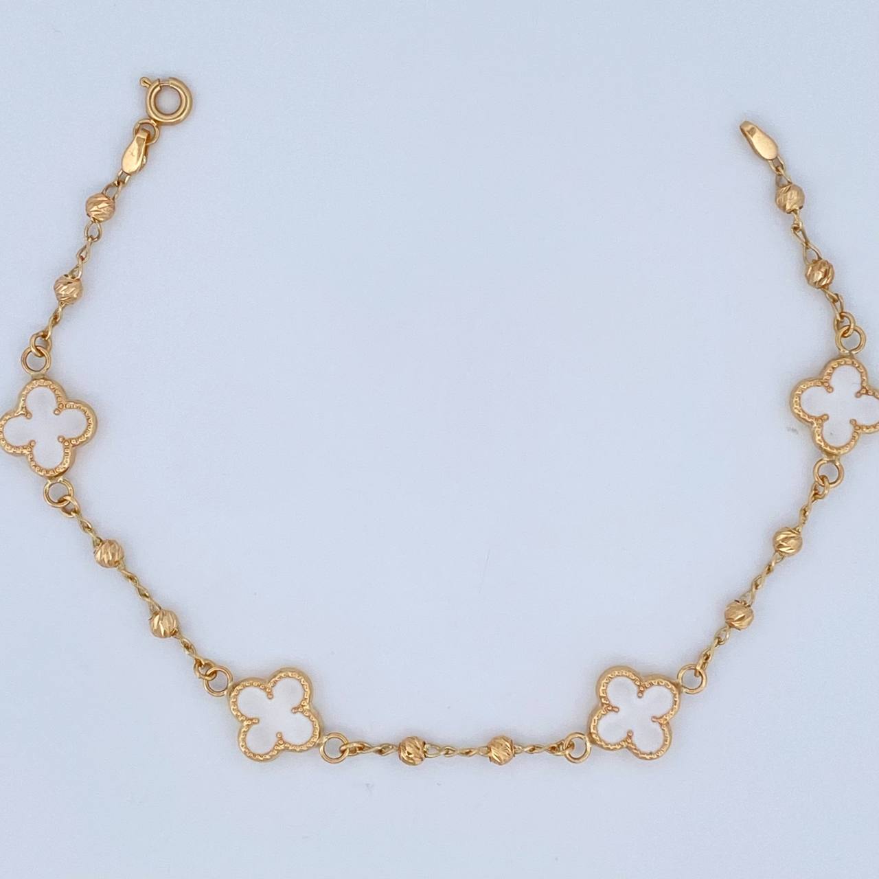 Pulso Trebol Espiga 4.15gr / 7 1/2 in / 2mm Oro Amarillo 18K &