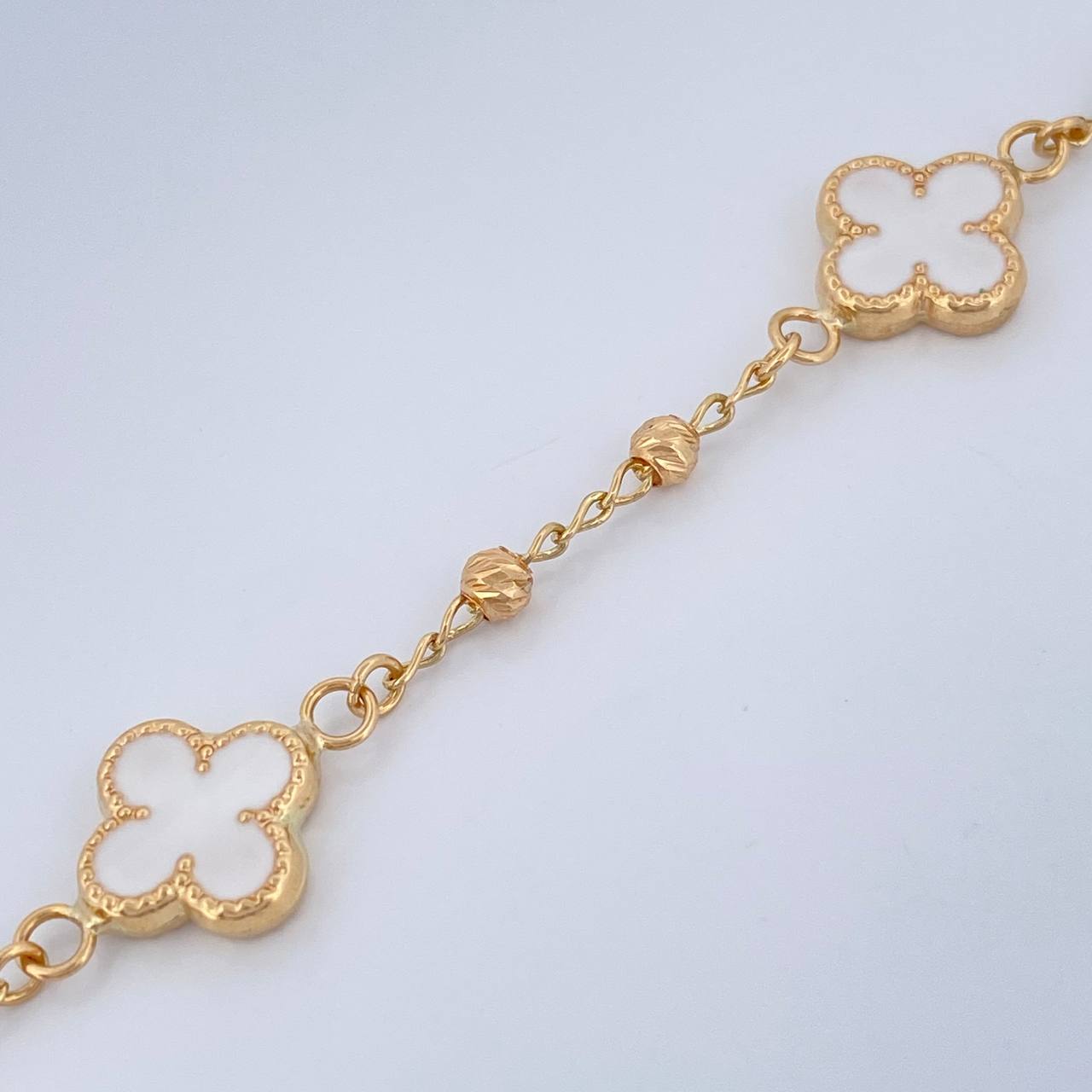 Pulso Trebol Espiga 4.15gr / 7 1/2 in / 2mm Oro Amarillo 18K &