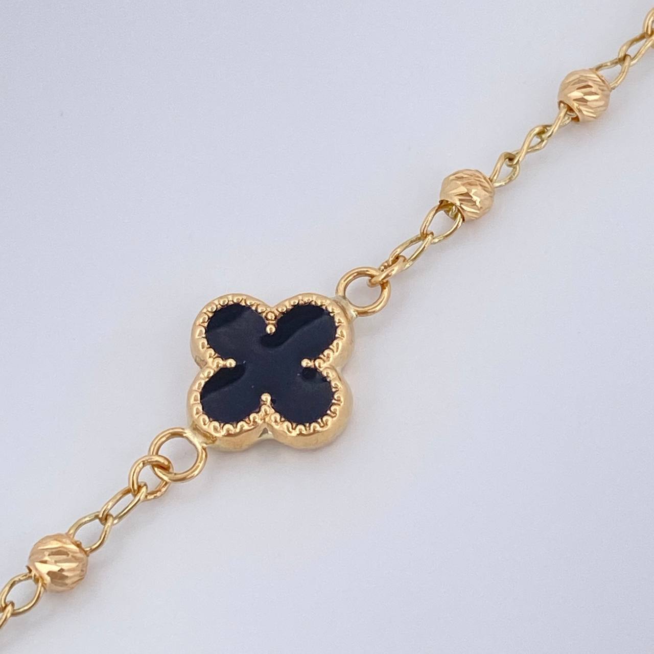 Pulso Trebol Espiga 4.25gr / 7 1/2 in / 3mm Oro Amarillo 18K &