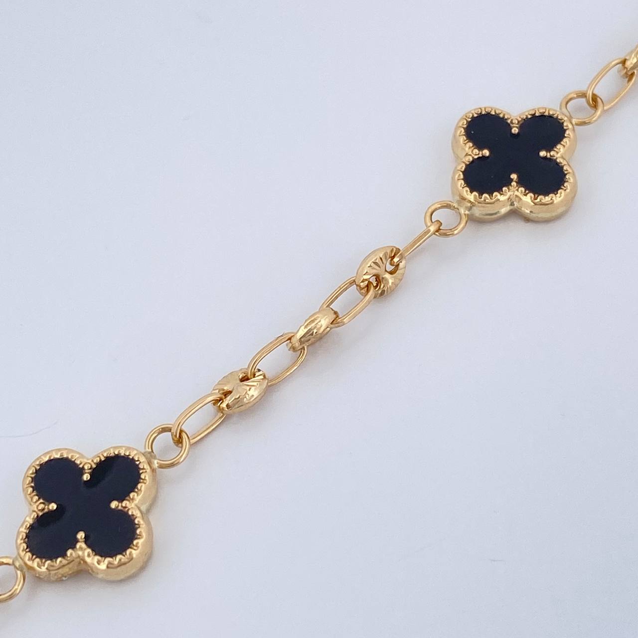 Pulso Trebol Gc 4.45gr / 7 1/4 in / 3mm Oro Amarillo 18K &