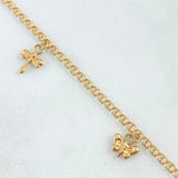 Classic Link Anklet 3.3gr / 25cm / 2.4mm Bear-Butterfly-Dragonfly-Fish-Dolphin 18K Yellow Gold ©
