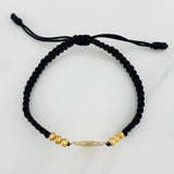 Pulsera Tejida Negra 11-11 Oro Amarillo 18K
