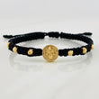 Pulsera Tejida Negra San Benito Oro Amarillo 18K