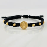 Pulsera Tejida Negra San Benito Oro Amarillo 18K