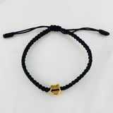 Black Woven Bracelet with Crown Yellow Gold 18K