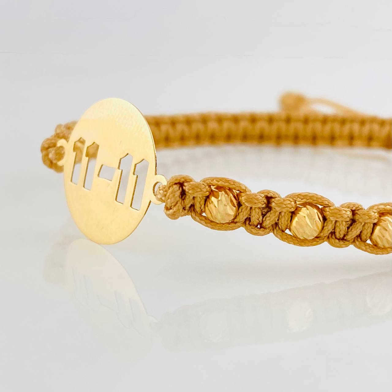Pulsera Tejida Caqui 11-11 Oro Amarillo 18K