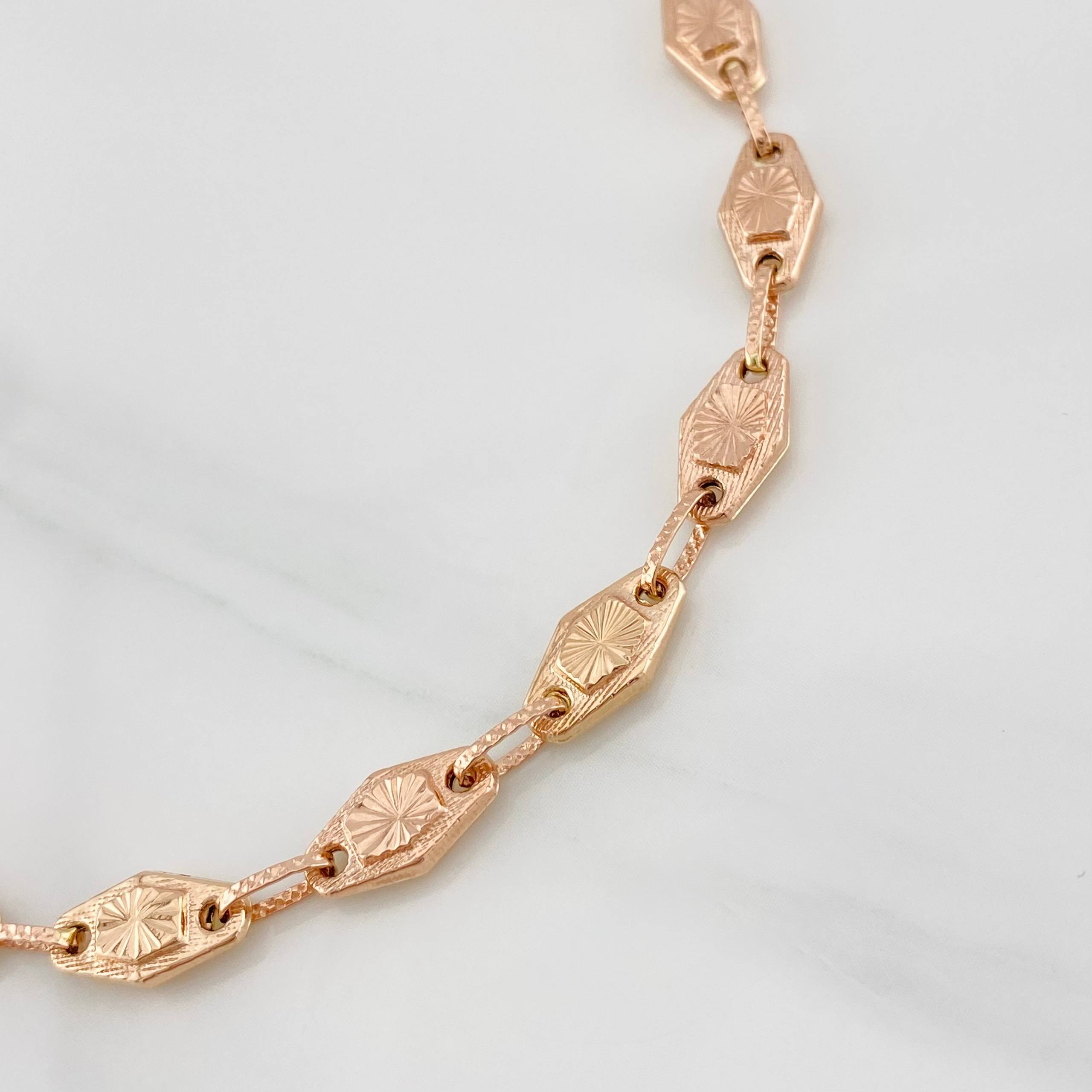 Pulso Rustico Eslabón 5.5g / 8 in / 6.6mm Oro Rosa 18K
