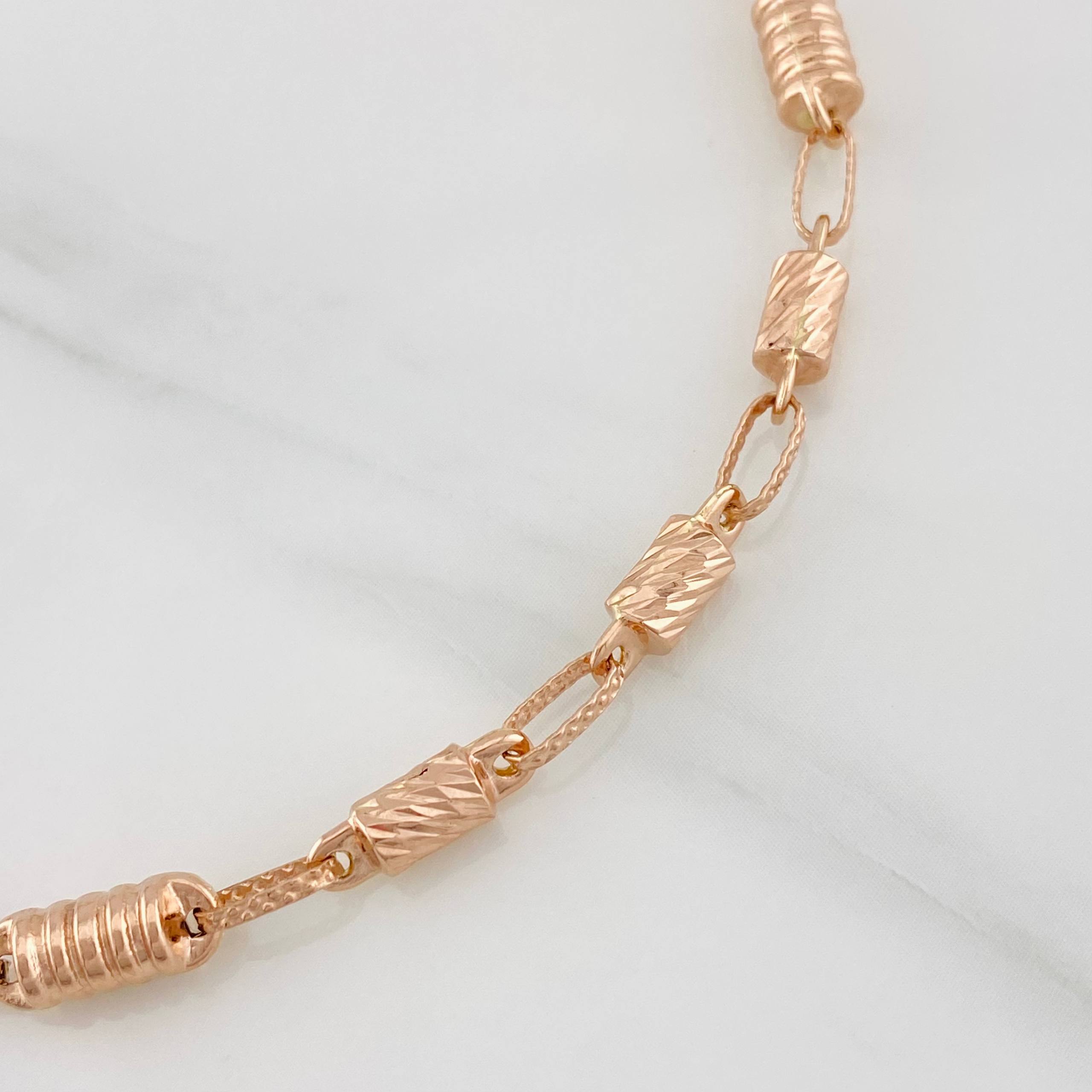 Pulso Rustico Cilindro Largo 4.45g / 8 1/2 in / 4.25mm Oro Rosa 18K