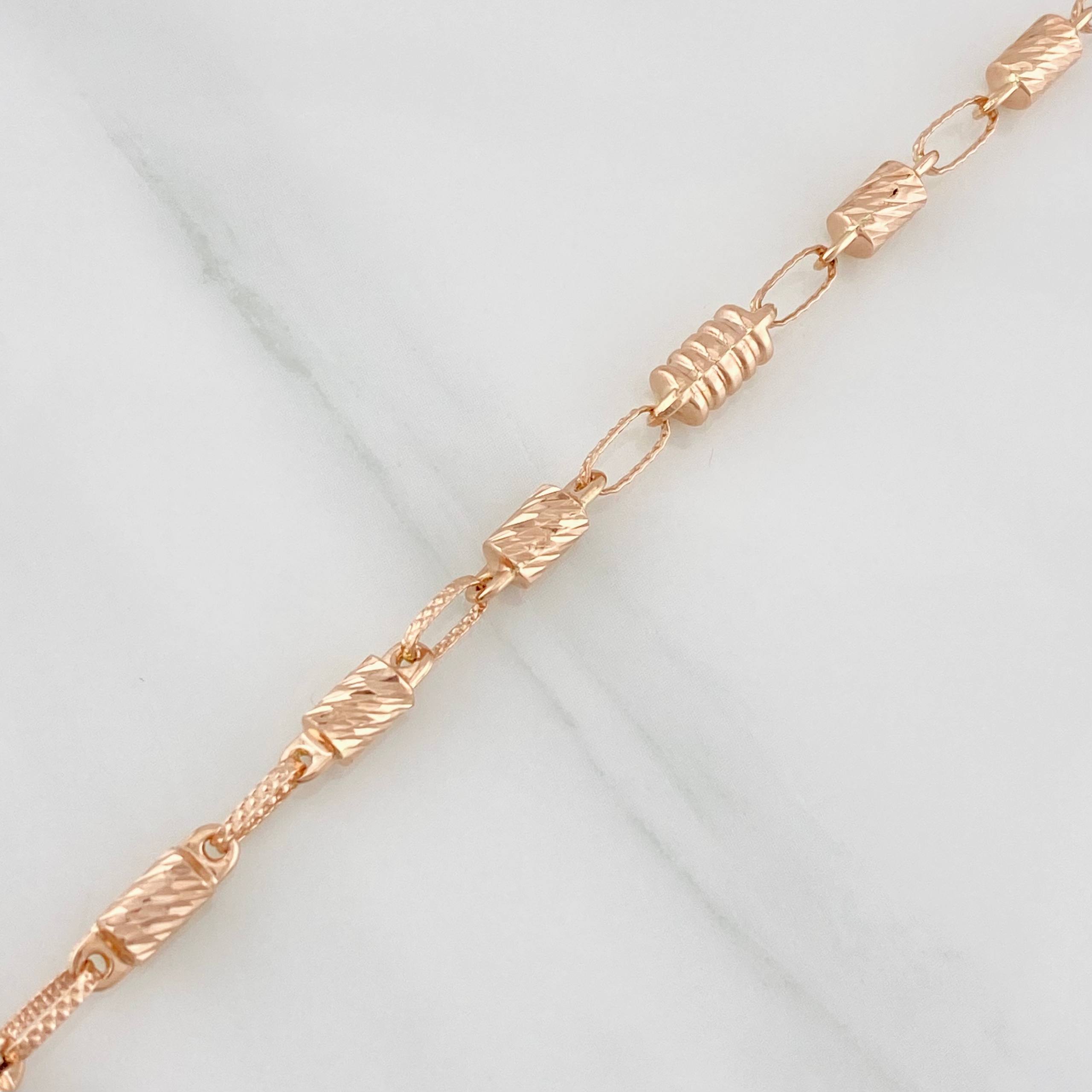 Pulso Rustico Cilindro Largo 4.45g / 8 1/2 in / 4.25mm Oro Rosa 18K