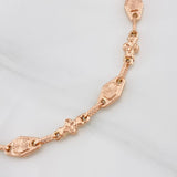 Pulso Rustico Eslabón Flor 4.5g / 7 3/4 in / 6.1mm Oro Rosa 18K