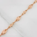 Pulso Rustico Eslabón Flor 4.5g / 7 3/4 in / 6.1mm Oro Rosa 18K