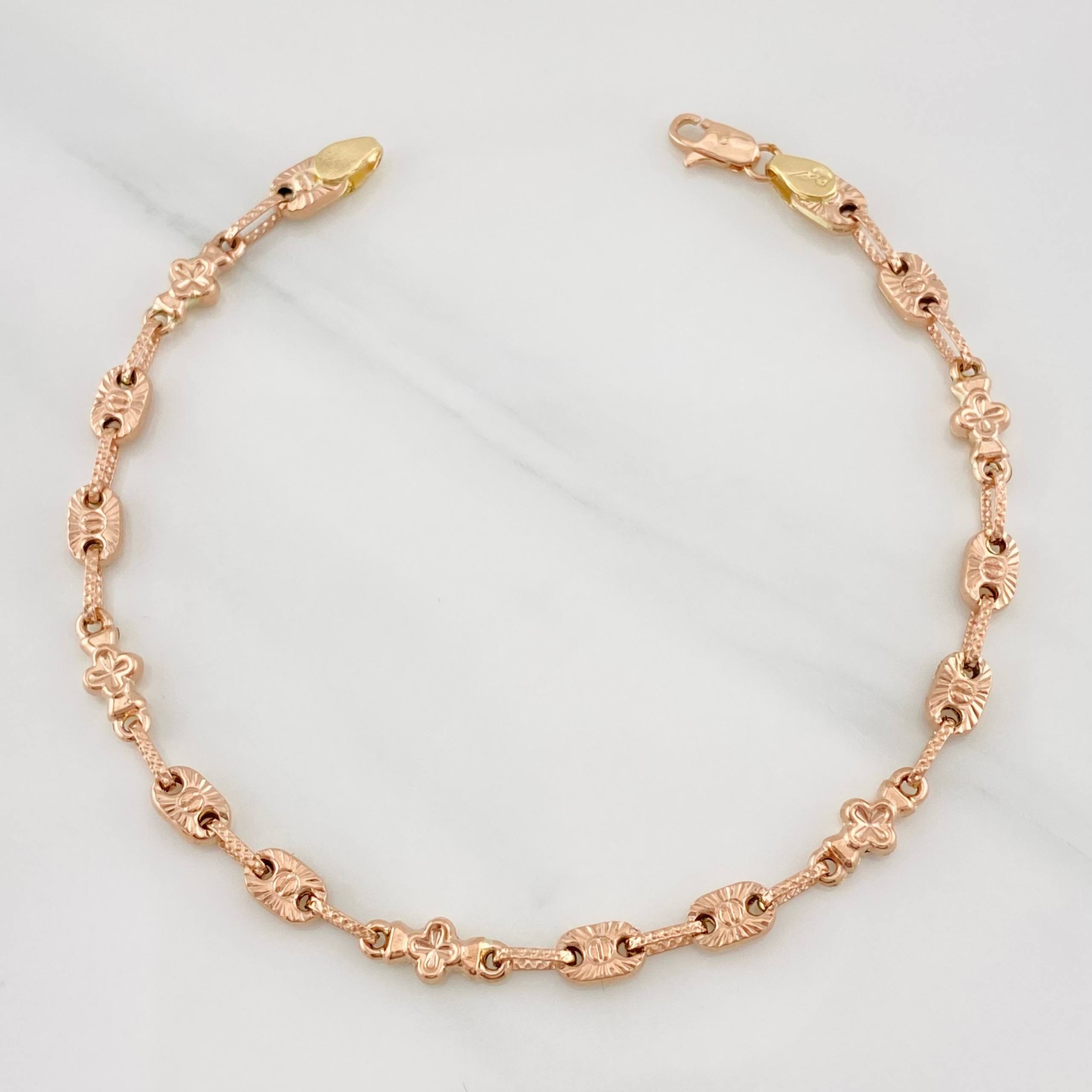 Pulso Rustico Eslabón Ovalado 4.75g / 7 3/4 in / 4.5mm Oro Rosa 18K