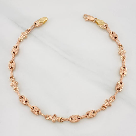 Pulso Rustico Eslabón Ovalado 4.75g / 7 3/4 in / 4.5mm Oro Rosa 18K