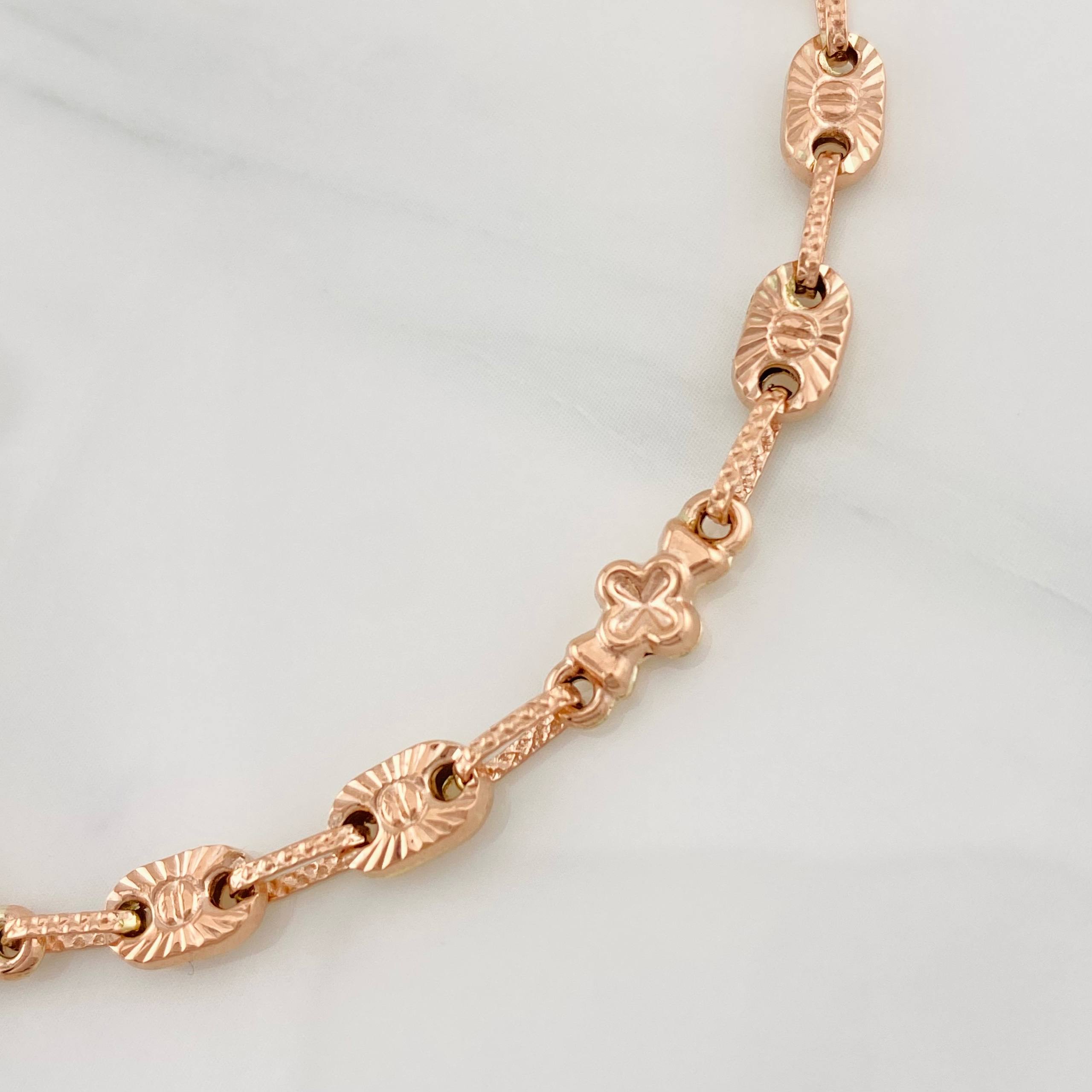 Pulso Rustico Eslabón Ovalado 4.75g / 7 3/4 in / 4.5mm Oro Rosa 18K