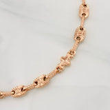 Pulso Rustico Eslabón Ovalado 4.75g / 7 3/4 in / 4.5mm Oro Rosa 18K