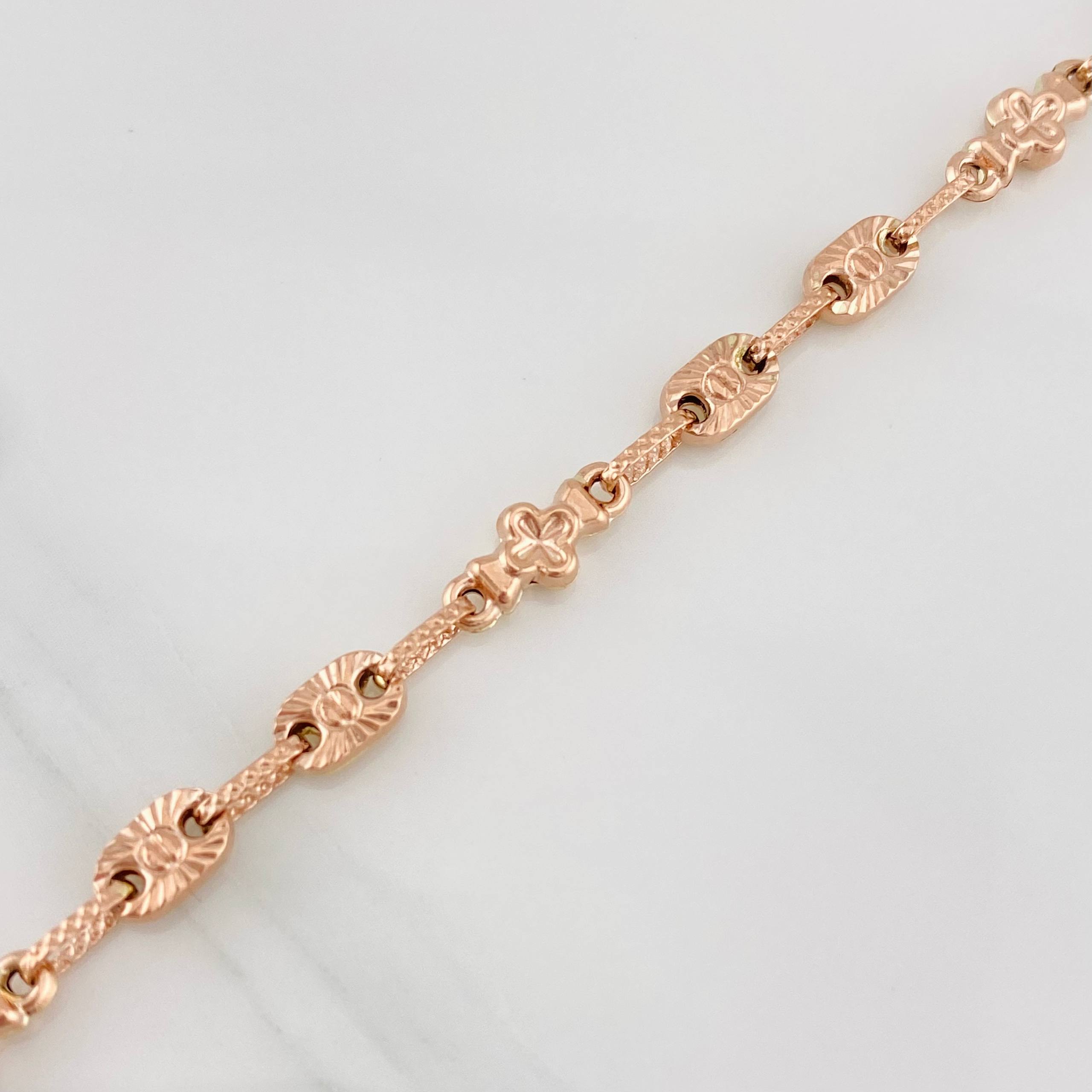 Pulso Rustico Eslabón Ovalado 4.75g / 7 3/4 in / 4.5mm Oro Rosa 18K