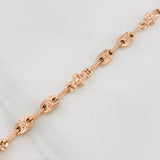 Pulso Rustico Eslabón Ovalado 4.75g / 7 3/4 in / 4.5mm Oro Rosa 18K