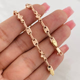 Pulso Rustico Eslabón Ovalado 4.75g / 7 3/4 in / 4.5mm Oro Rosa 18K
