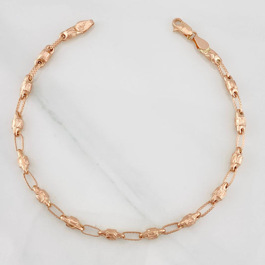 Pulso Rustico Cilindro 4.5g / 7 3/4 in / 3.34mm Oro Rosa 18K