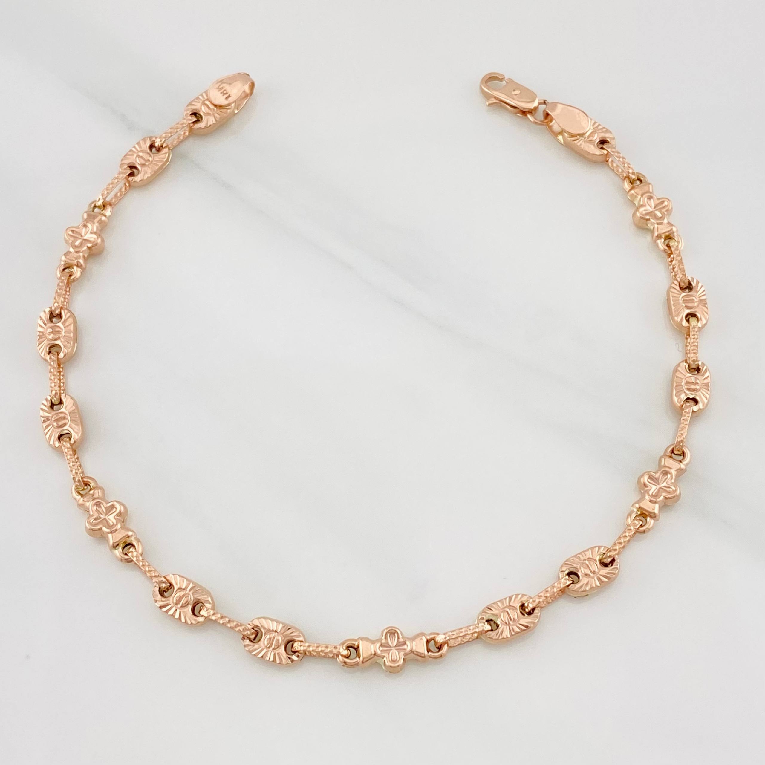 Pulso Rustico Eslabón Ovalado 4.8g / 8 1/4 in / 4.4mm Oro Rosa 18K