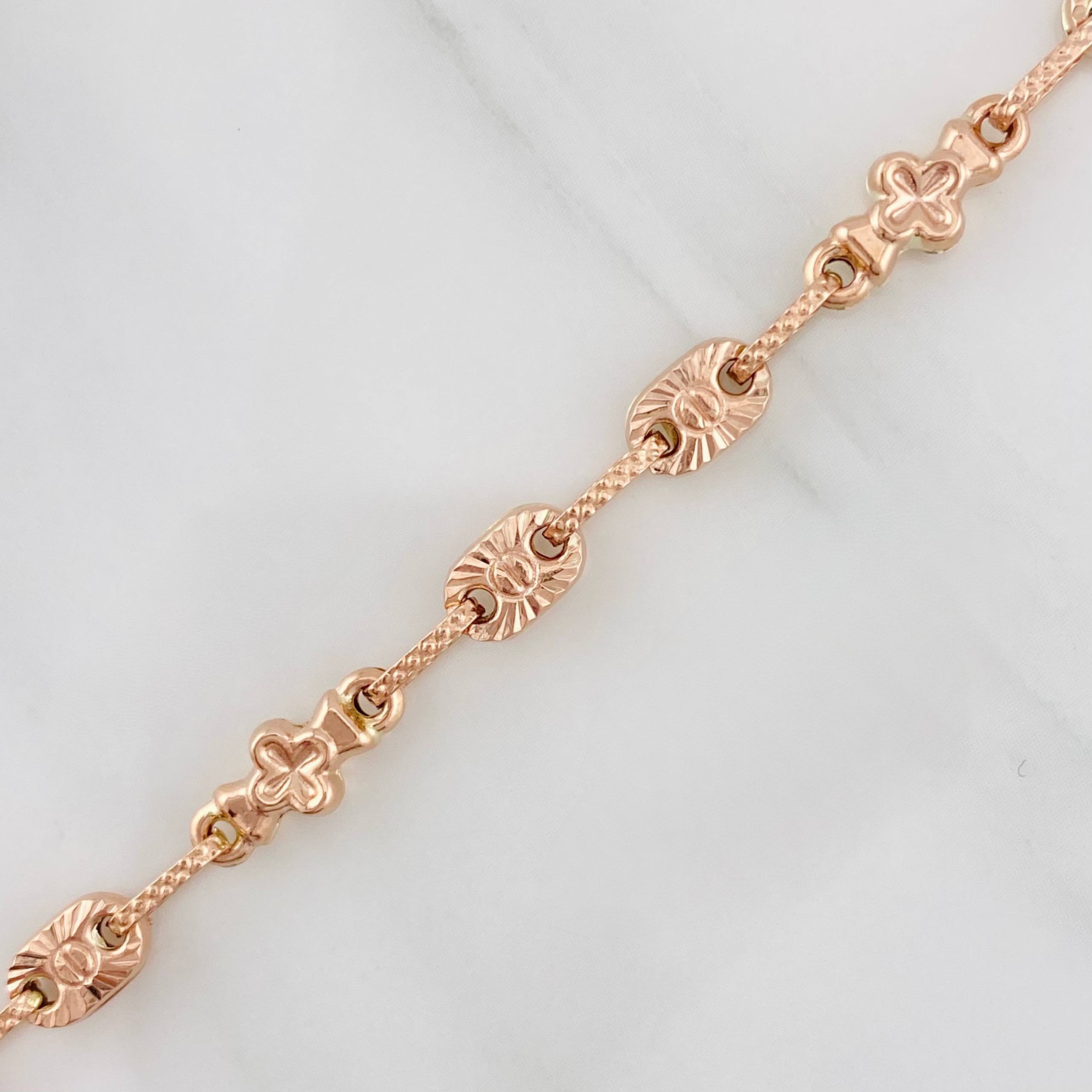 Pulso Rustico Eslabón Ovalado 4.8g / 8 1/4 in / 4.4mm Oro Rosa 18K
