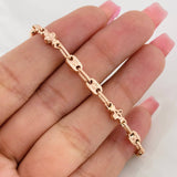 Pulso Rustico Eslabón Ovalado 4.8g / 8 1/4 in / 4.4mm Oro Rosa 18K