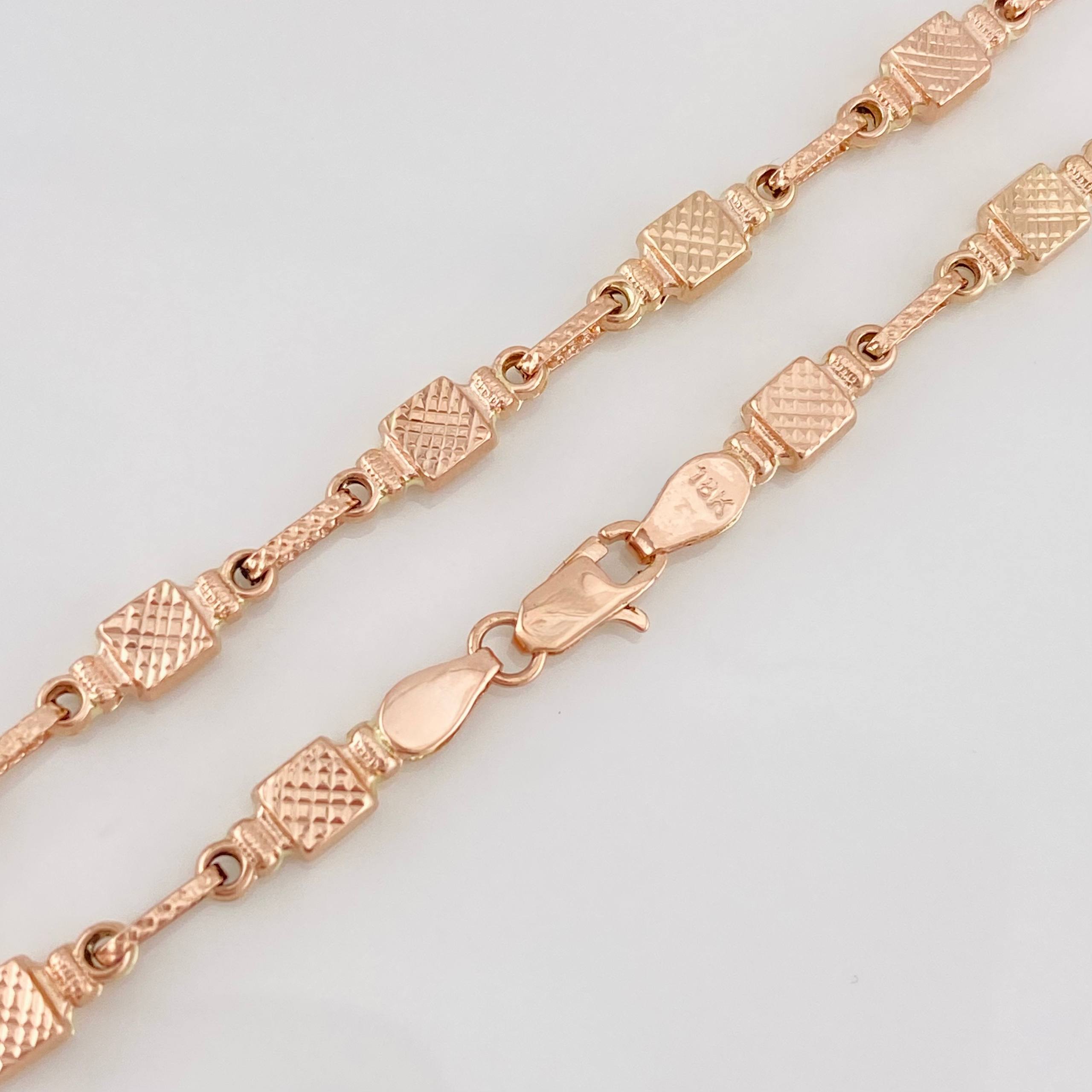 Cadena Rustica Cuadrada 12.15g / 24 in / 4.25mm Oro Rosa 18K