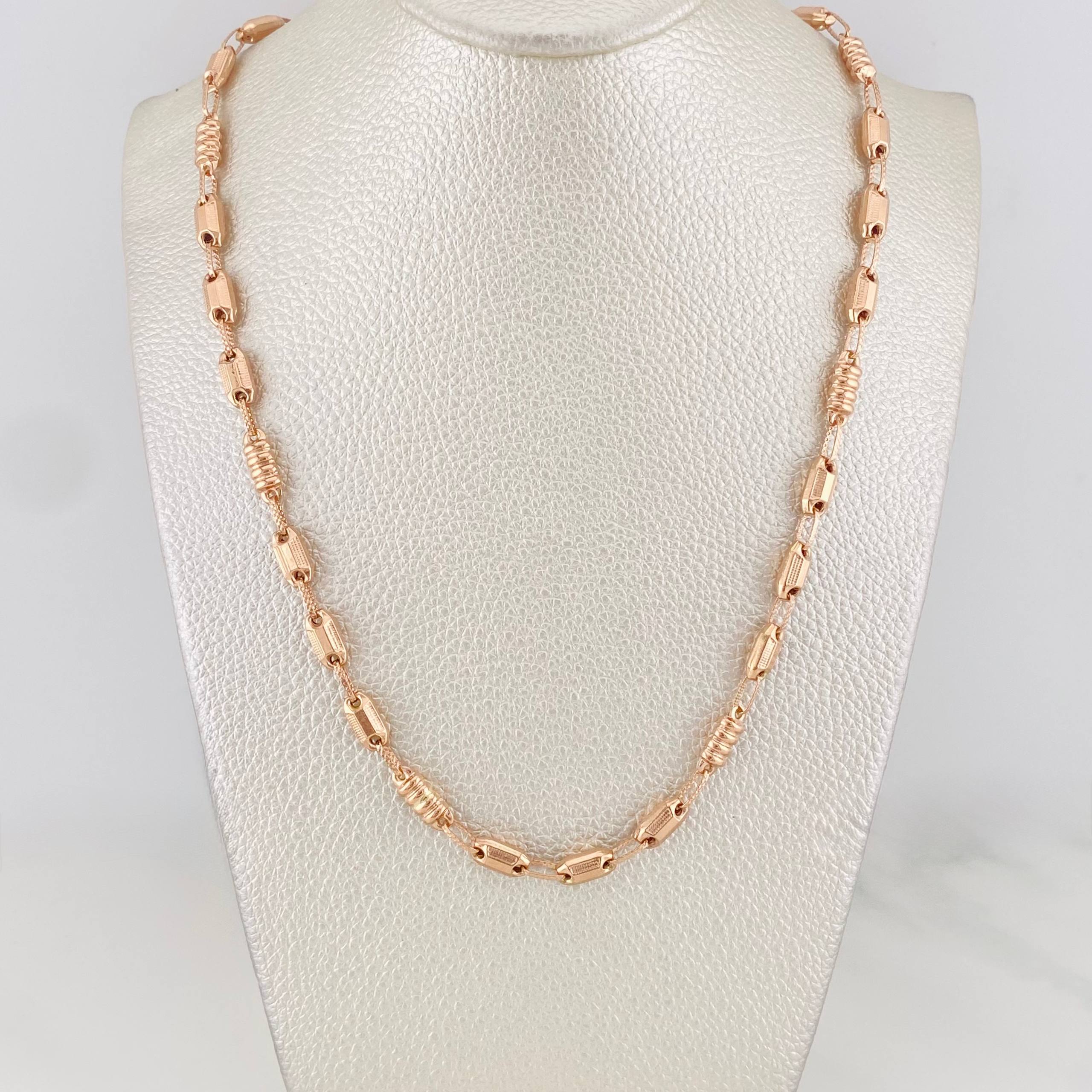 Cadena Rustica Barril 15g / 26 in / 4.8mm Oro Rosa 18K