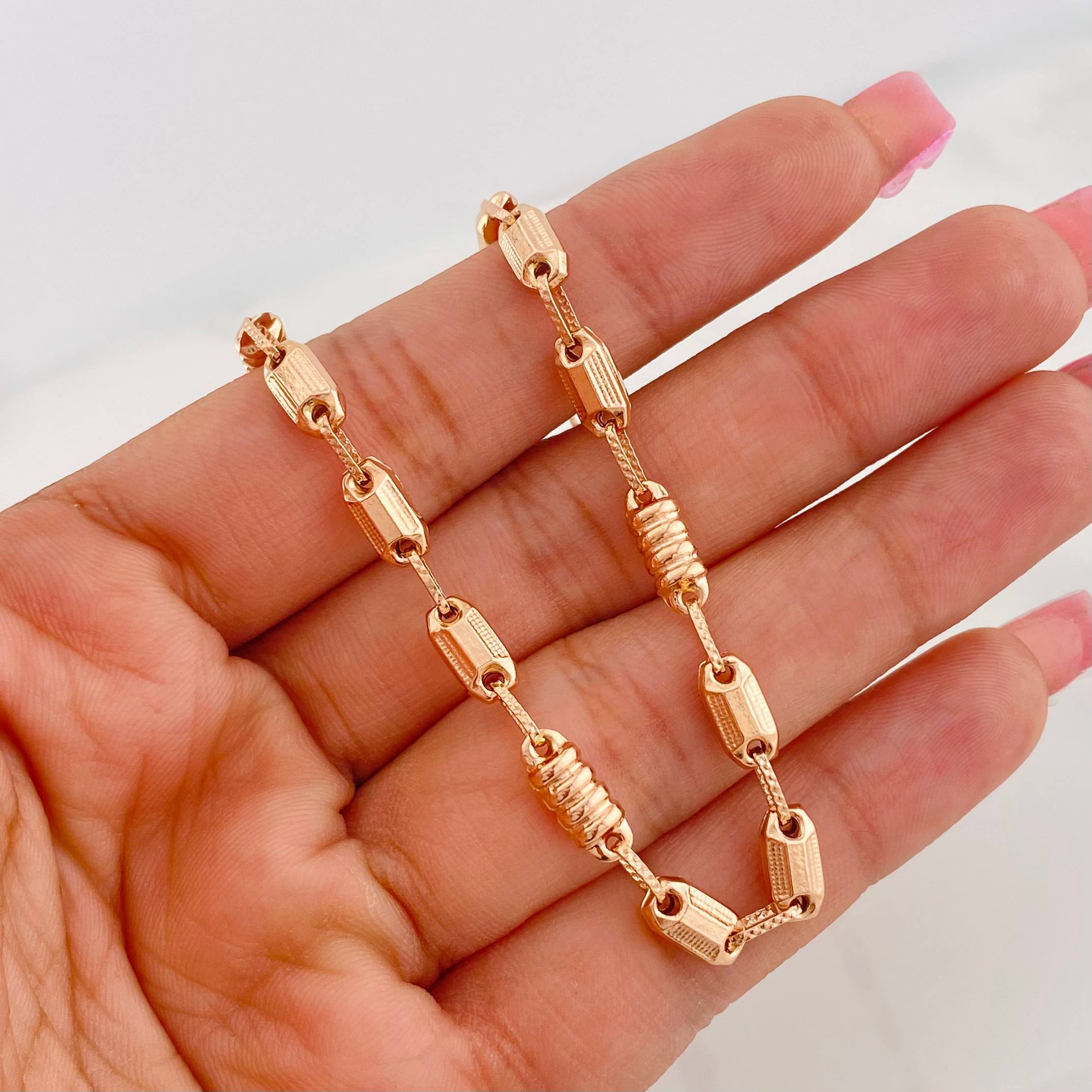 Cadena Rustica Barril 15g / 26 in / 4.8mm Oro Rosa 18K