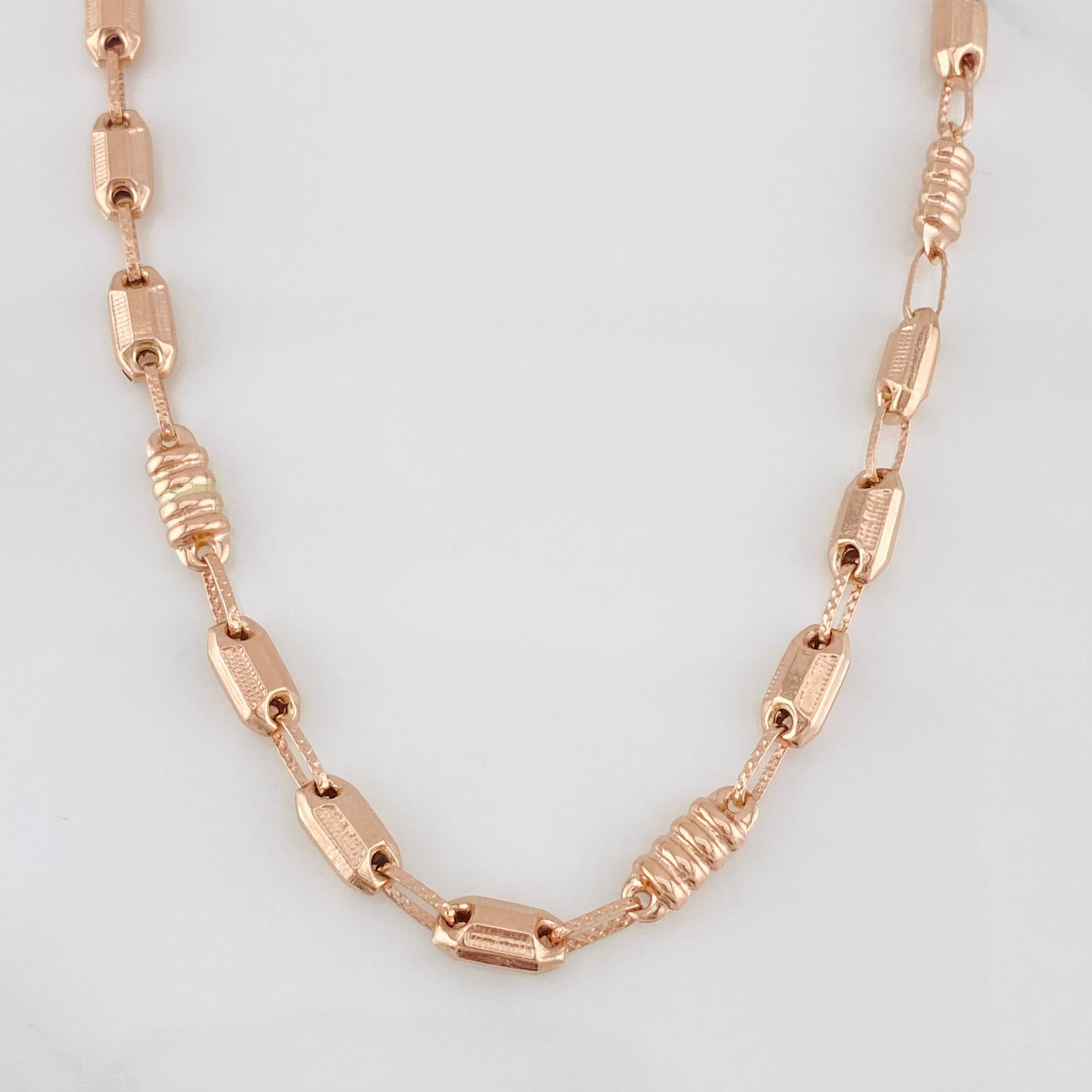Cadena Rustica Barril 15g / 26 in / 4.8mm Oro Rosa 18K