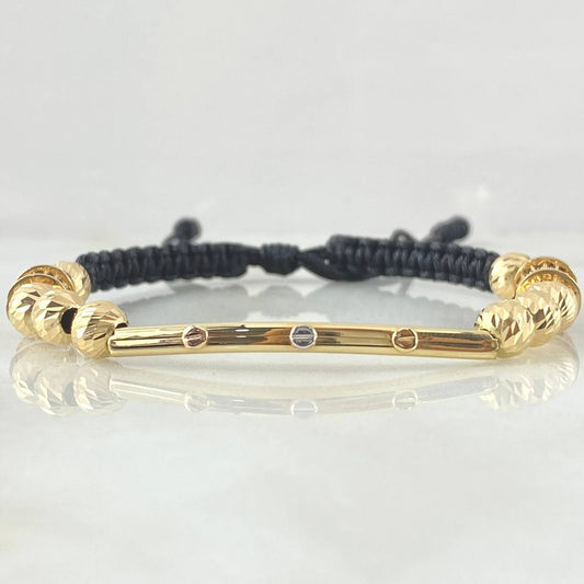 Black Bracelet Charm Cylinder Trio of Nails 5.75gr / 6mm Beads Diamond Cut 10 units Cylinders 2 units Three 18K Gold ©