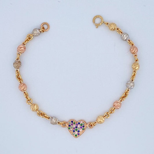 Pulso Corazon Tipo Militar 5.15gr / 6 in / 4mm Tres Oros 18K $