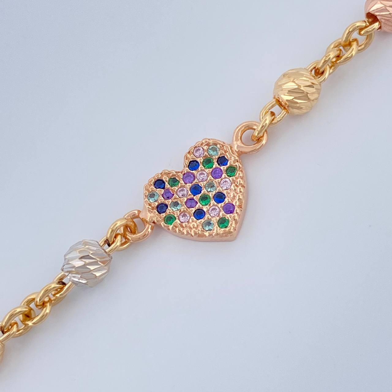 Pulso Corazon Tipo Militar 5.15gr / 6 in / 4mm Tres Oros 18K $