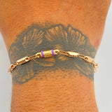 Pulso Rustica Tribal 4gr / 8 1/4 in / 4mm Dos Oros Amarillo Rosa 18K $