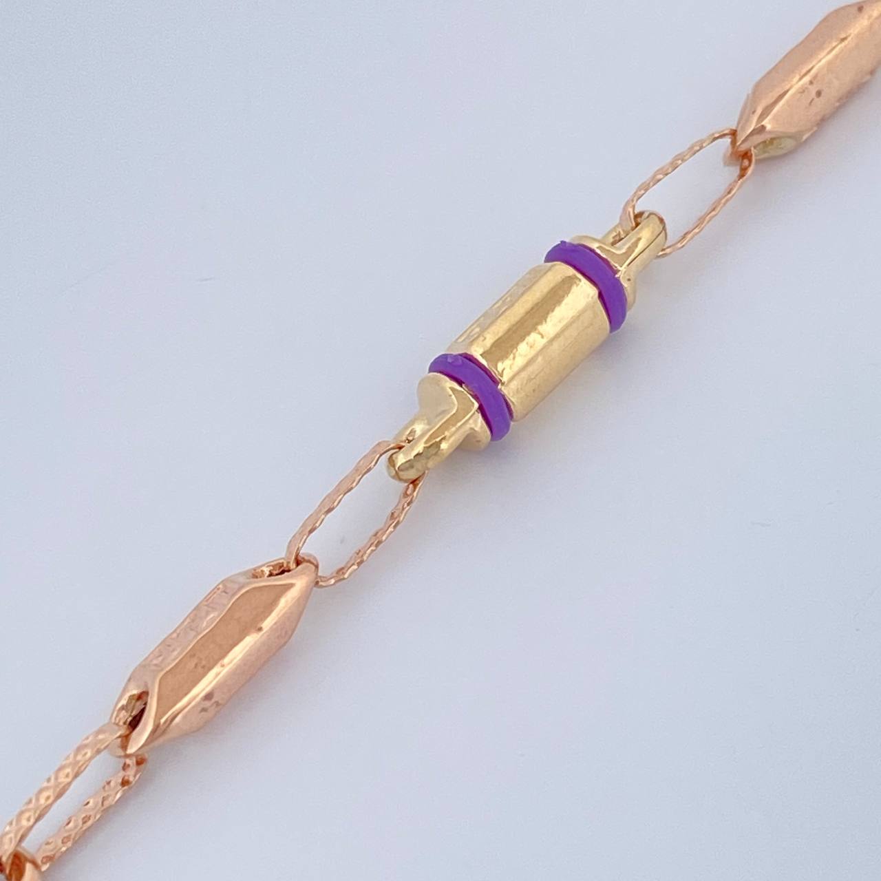 Pulso Rustica Tribal 4gr / 8 1/4 in / 4mm Dos Oros Amarillo Rosa 18K $
