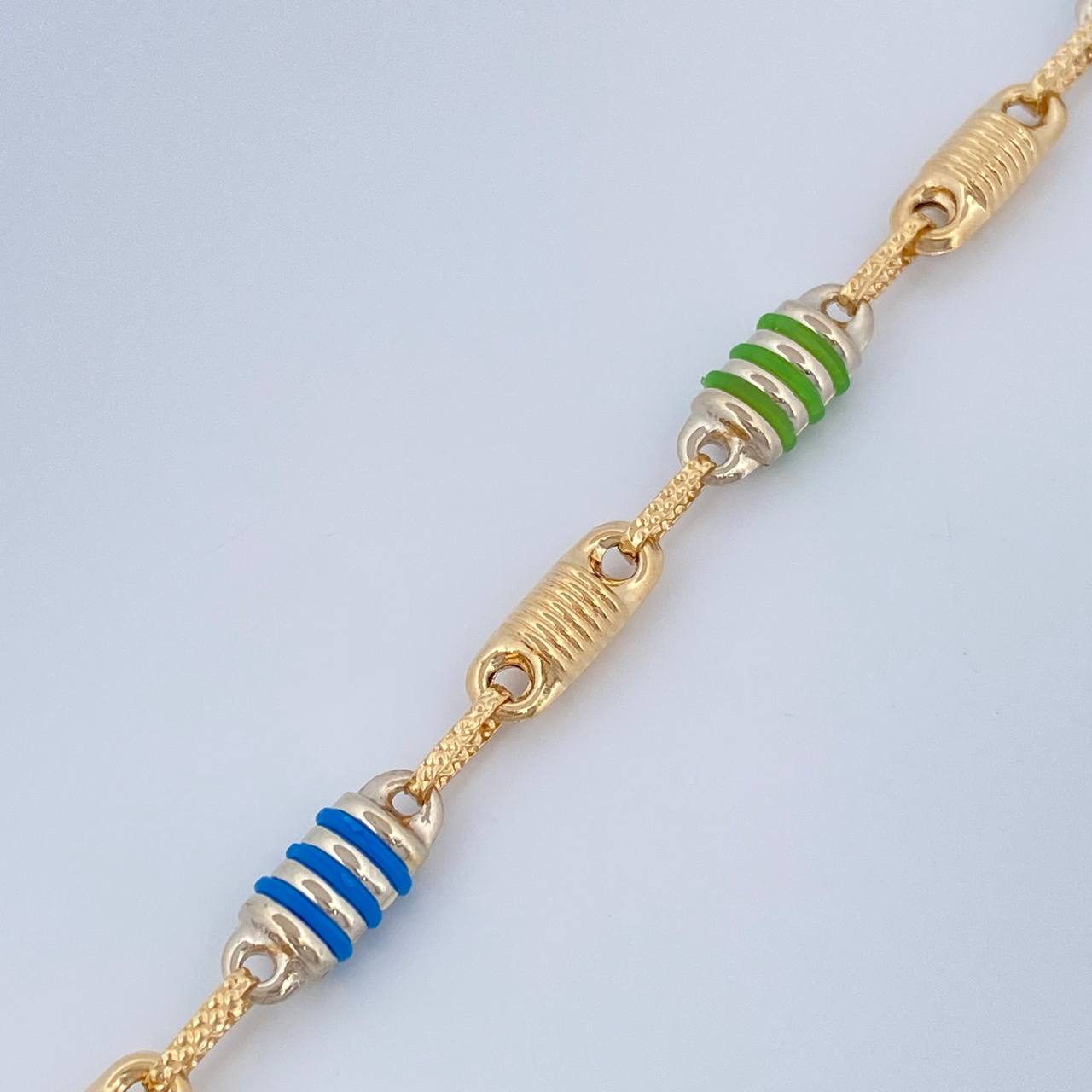 Pulso Rustica Barril 5.4gr / 8 1/2 in / 4.9mm Dos Oros Amarillo Blanco 18K $