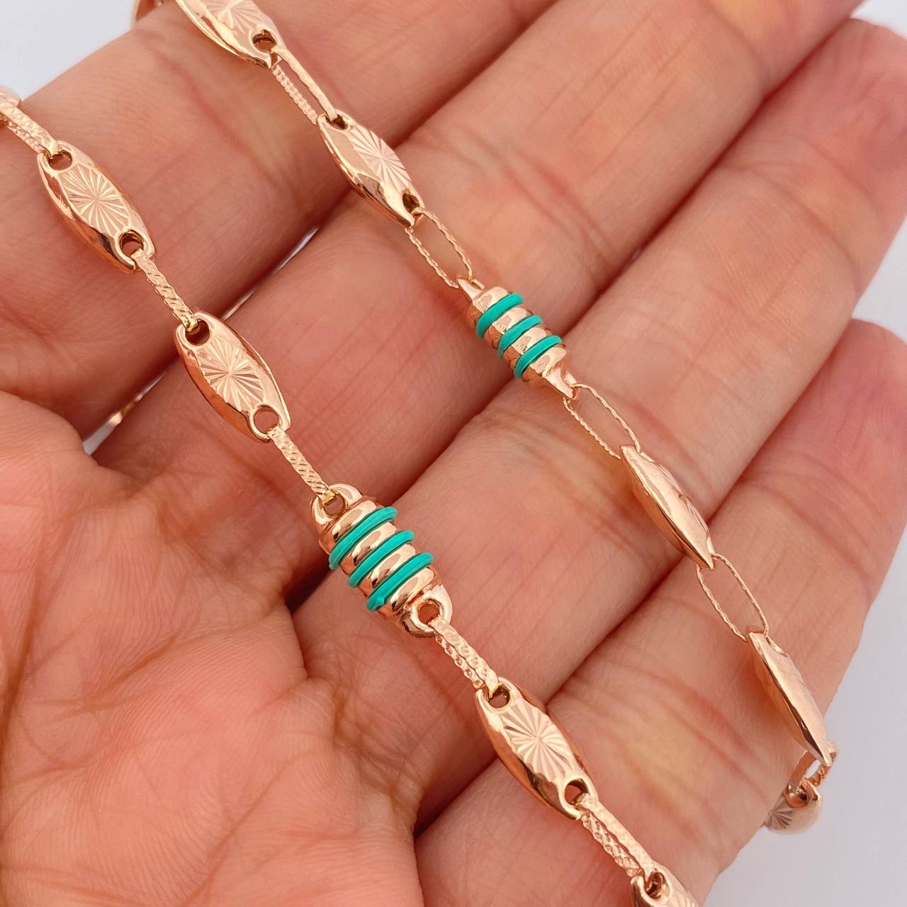 Cadena Rustica Barril Eslabon 11.6gr / 22 1/4 in / 5.1mm Oro Rosa 18K $