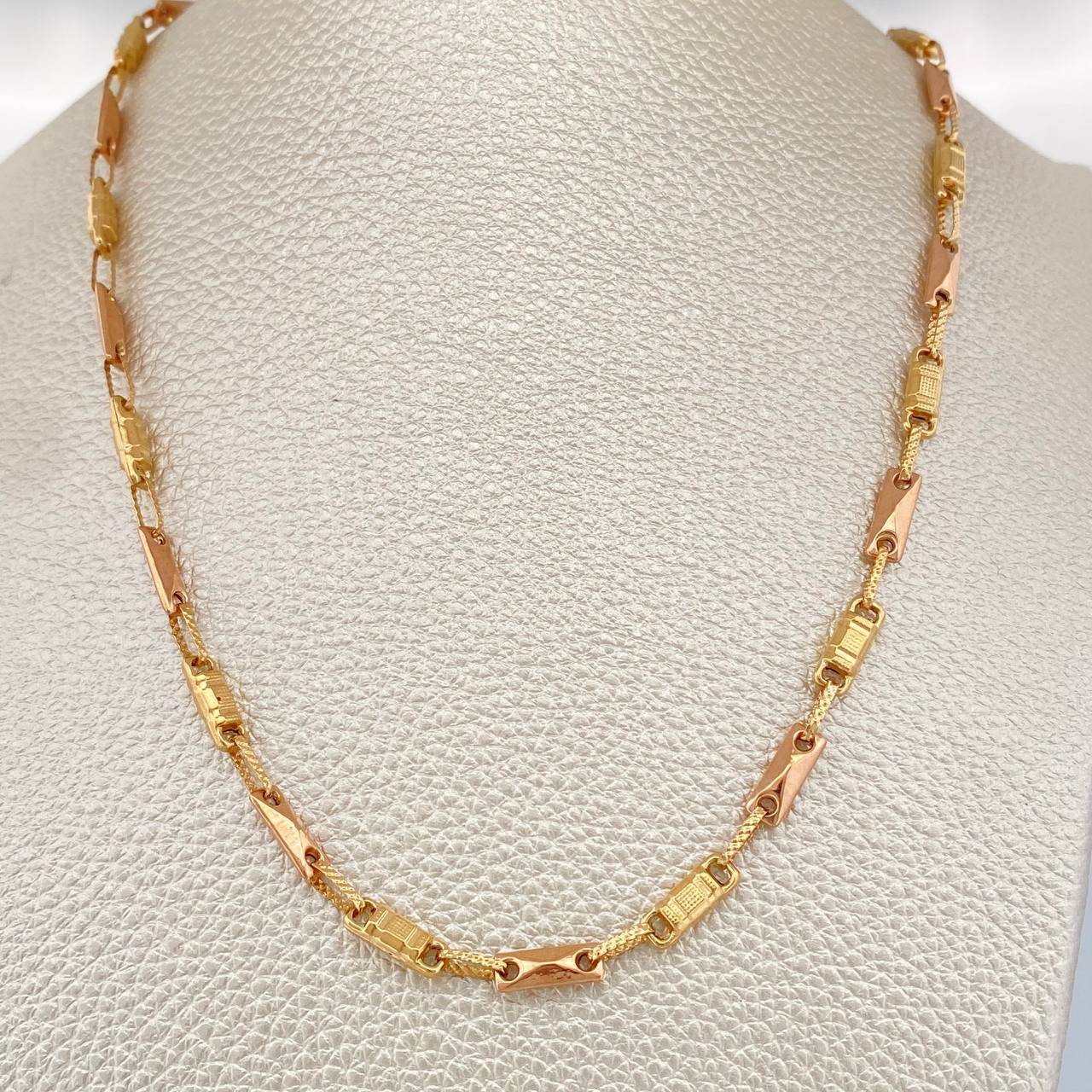 Cadena Rustica Eslabon 10.6gr / 24 1/4 in / 3.55mm Dos Oros Amarillo Rosa 18K $
