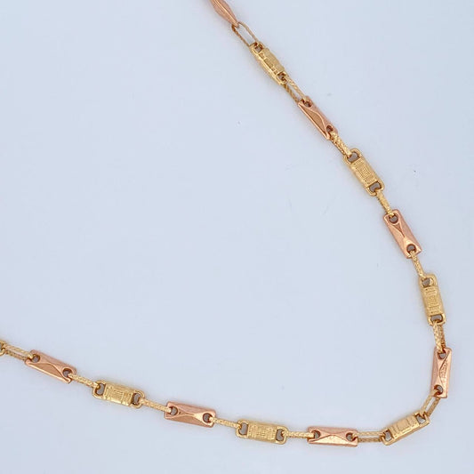 Cadena Rustica Eslabon 10.6gr / 24 1/4 in / 3.55mm Dos Oros Amarillo Rosa 18K $