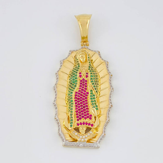 Pendant Silhouette Virgin Guadalupe 19g / 2 1/2 in Two-Tone Yellow White Gold 18K
