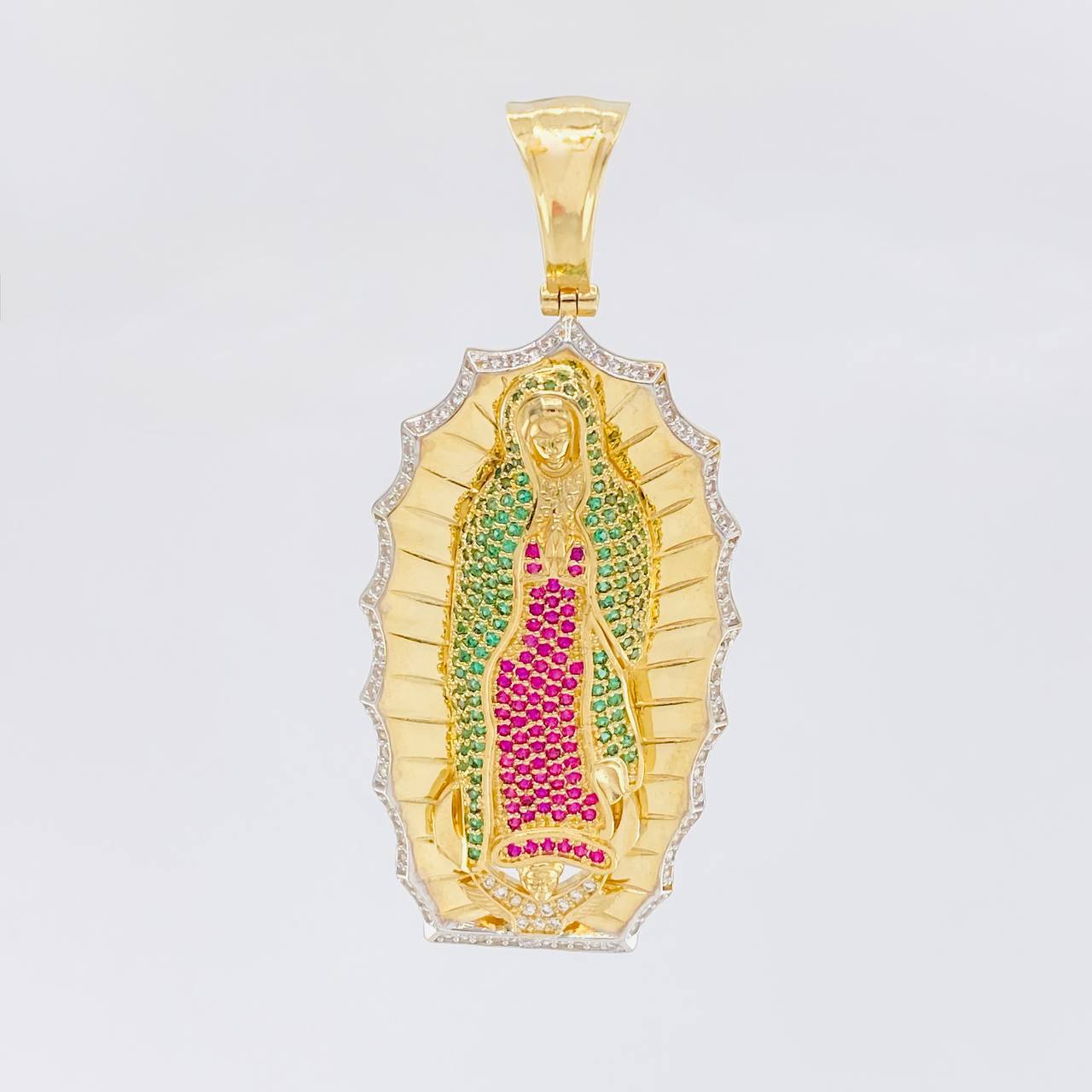 Pendant Silhouette Virgin Guadalupe 19g / 2 1/2 in Two-Tone Yellow White Gold 18K